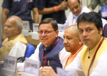 उत्तराखंड के मुख्यमंत्री पुष्कर सिंह धामी आज नई दिल्ली में आयोजित मुख्यमंत्री गण उच्च न्यायालय के न्यायाधीशों की कान्फ्रेंस में हूए सम्लित