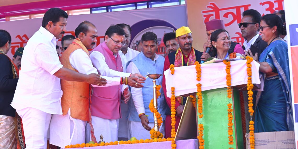 मुख्यमंत्री पुष्कर सिंह धामी ने आज चौखुटिया में मां अग्नेरी के ऐतिहासिक मंदिर प्रांगण में आयोजित चैत्र अष्टमी मेले में प्रतिभाग किया