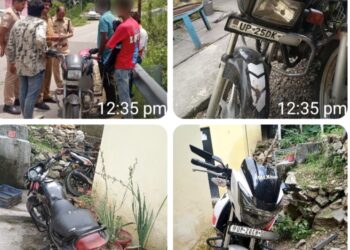 बिना कागजात दौड़ रही 03 बाइकें सल्ट पुलिस ने की सीज, चालकों पर की गई कार्रवाई