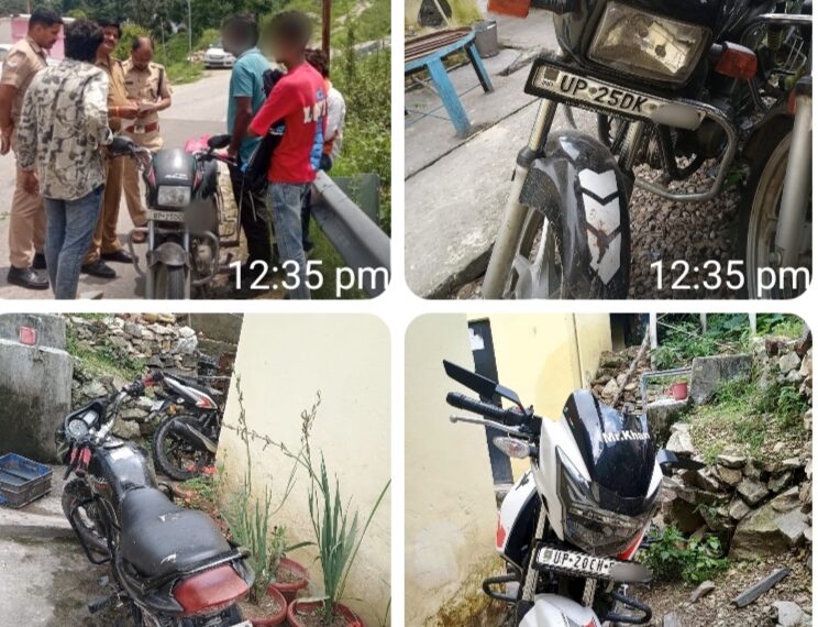बिना कागजात दौड़ रही 03 बाइकें सल्ट पुलिस ने की सीज, चालकों पर की गई कार्रवाई