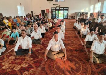 आरएसएस शताब्दी वर्ष में विजयादशमी उत्सव एवं शस्त्र पूजन संपन्न