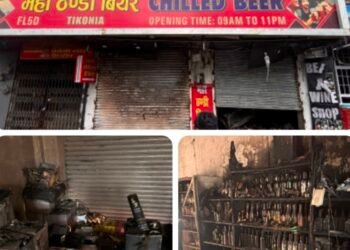 तिकोनिया में अंग्रेजी शराब की दुकान बनी आग का गोला, फायर सर्विस की तत्परता से टला करोड़ों का बड़ा हादसा