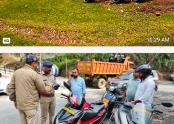 🚨 कैंची धाम में नियम तोड़ने वालों पर पुलिस का शिकंजा: 12 दोपहिया टैक्सी वाहन सीज 🚨